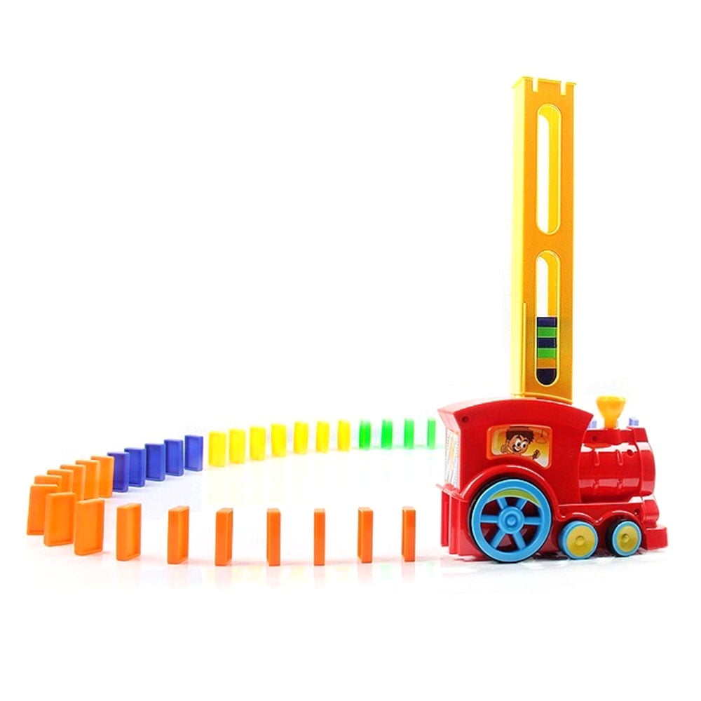 Domino Train Toys Automatic Put Out Dominoes Kids Children Educational Gifts 