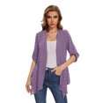 thumbnail image 4 of Uvplove Cardigan for Women 3/4 Sleeve Lightweight Summer Swiss Dots Kimono Cardigan Loose Beach Cover Up Purple-2XL, 4 of 8