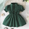 thumbnail image 2 of Baby Girl St. Patrick's Day Dress Set Solid Round Neck Long Sleeve Pullover Tops Skirts Outfits Mesh Dresses Summer Clothes,Dark Green,6-9 Years, 2 of 6