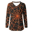 thumbnail image 4 of Halloween Tunic Tops for Women Novelty Bat Print Long Sleeve Fall Tops Spooky Casual Loose Tee Shirts, 4 of 4