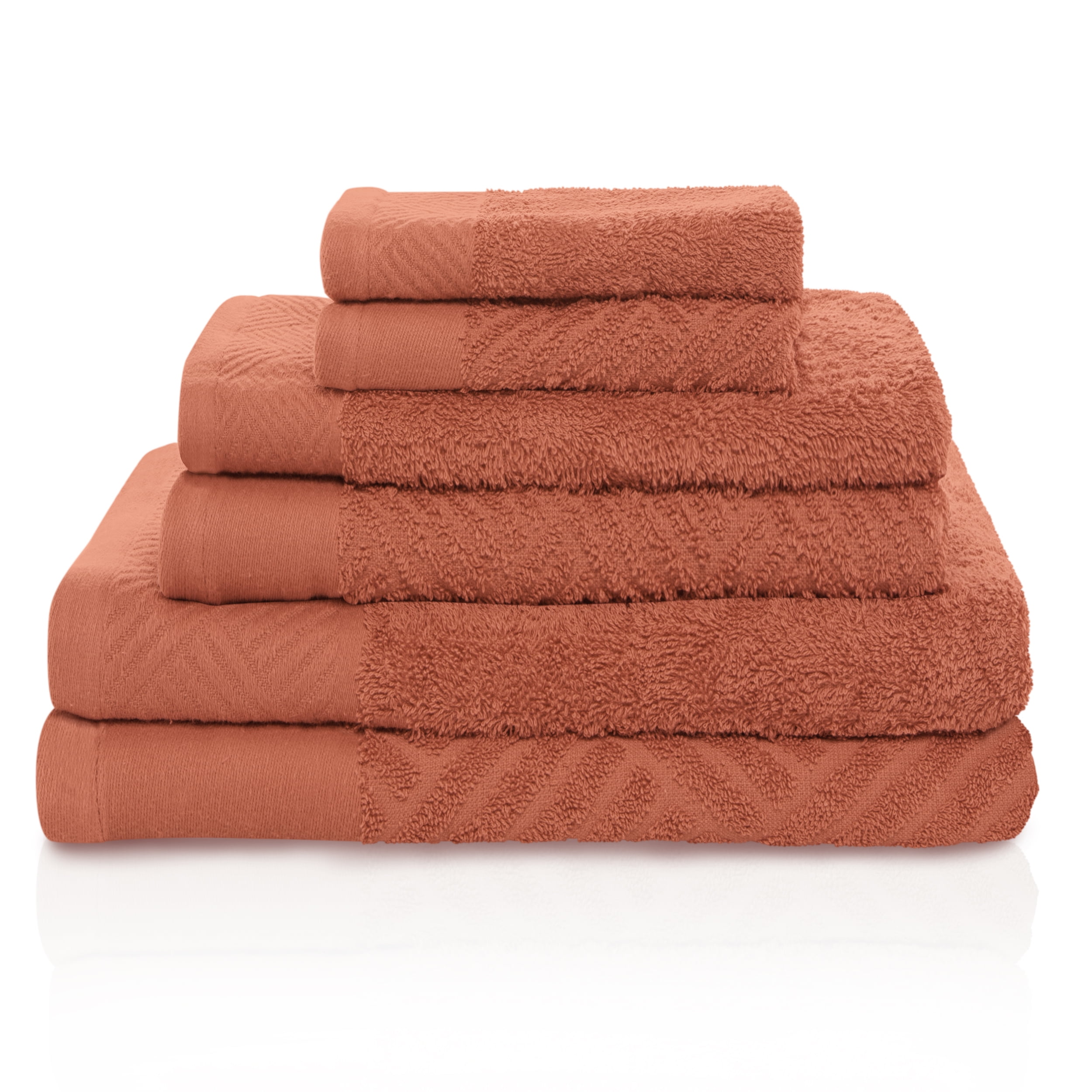 Superior Egyptian Cotton Two Pattern and Solid 6Piece Towel Set