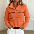 thumbnail image 2 of Vynhevius Women's Henley Sweater Striped Colorblock Waffle Knit Long Sleeve Loose Fit Fall Casual Pullover Knit Tops, 2 of 8