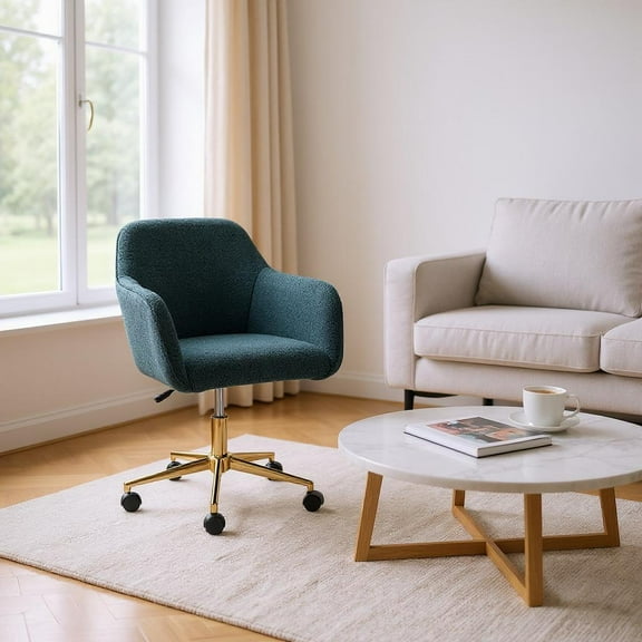 Homy Casa Modern Accent Chair with Gold Base, Upholstered Armchair for Living Room Lounge, Green