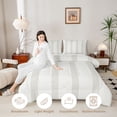 thumbnail image 3 of Castle Fairy Tribal Thin Vertical Stripe Twin Comforter Sets 2pcs,Minimalism Wide Band Bedding Set,Greige White,Reversible,1 Comforter and 1 Pillowcase, 3 of 6