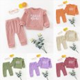 thumbnail image 2 of KPOPLK Baby Girls Ribbed 2 Piece Outfit MAMA'S MINI 3M 6M 9M 12M 18M 24M 2T 3T 4T Sweatshirt and Pants Set Clothing,Size 12-18 Months, 2 of 9