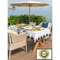 thumbnail image 5 of Outdoor Tablecloth with Umbrella Hole for Patio/Picnic/Party/Camping, Sunflowers Wreath Waterproof Table Cloth Rectangle Table Cover Washable, Summer Botanical Leaves Flowers Black Plaid (54"x 80"), 5 of 8
