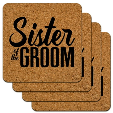 

Sister of the Groom Wedding Low Profile Novelty Cork Coaster Set