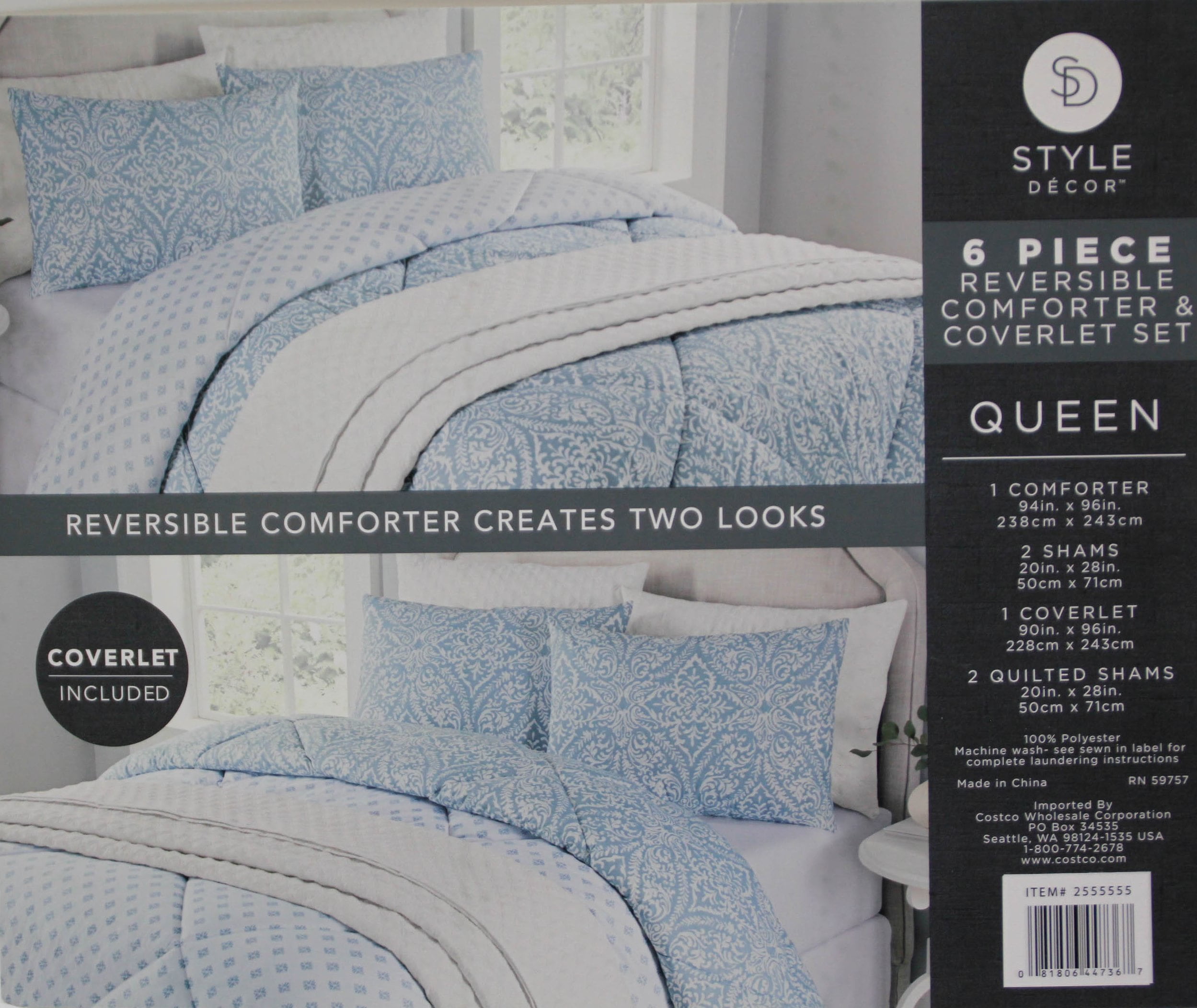 Style Decor 6 Piece Reversible Comforter And Coverlet Set Queen