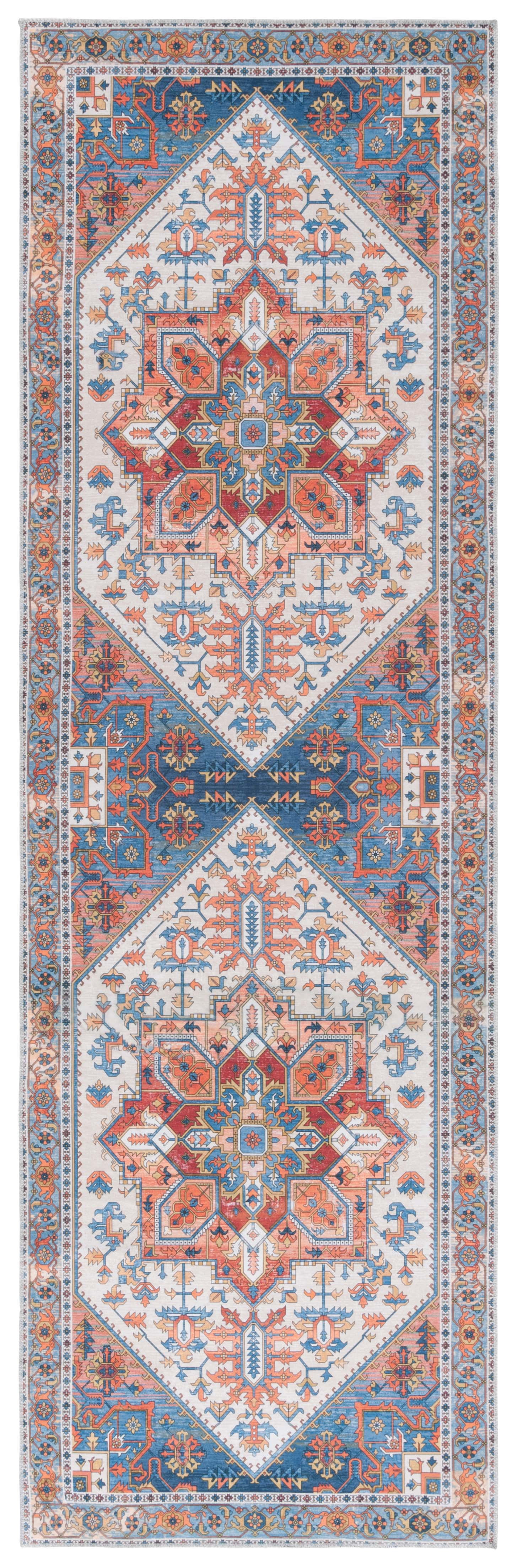 Safavieh Arizona Tyler Oriental Machine Washable Runner Rug, Rust/Navy, 2'6" x 8'