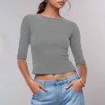 thumbnail image 2 of Long Sleeve Tops For Women,Elegant Classy Tops Old Money Outfits Women,Date Night Tops,Fall Womens Clothes,Yoga Tops,Fitted Tight Thin Long Sleeve Shirts,Work Blouse,Going Out Tops For Women, 2 of 3