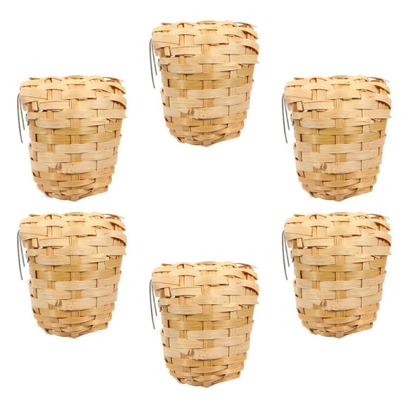 Milisten  6 Pcs Bird Bamboo Nest House for Warm Shelter Handmade