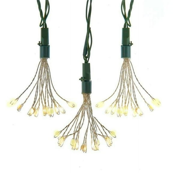 75-Light Cluster Twinkle LED Lights with Wire - Warm White & Green