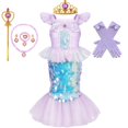 thumbnail image 3 of Vestido de princesa Ariel de La Sirenita de Disney para niñas, disfraz de lentejuelas, disfraz para niños, disfraz para Halloween, carnaval, fiesta de cumpleaños, ropa de 2 a 10 años, 3 of 5