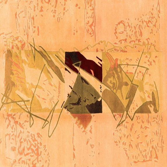 Ahgly Company Indoor Square Abstract Orange Modern Area Rugs, 8' Square