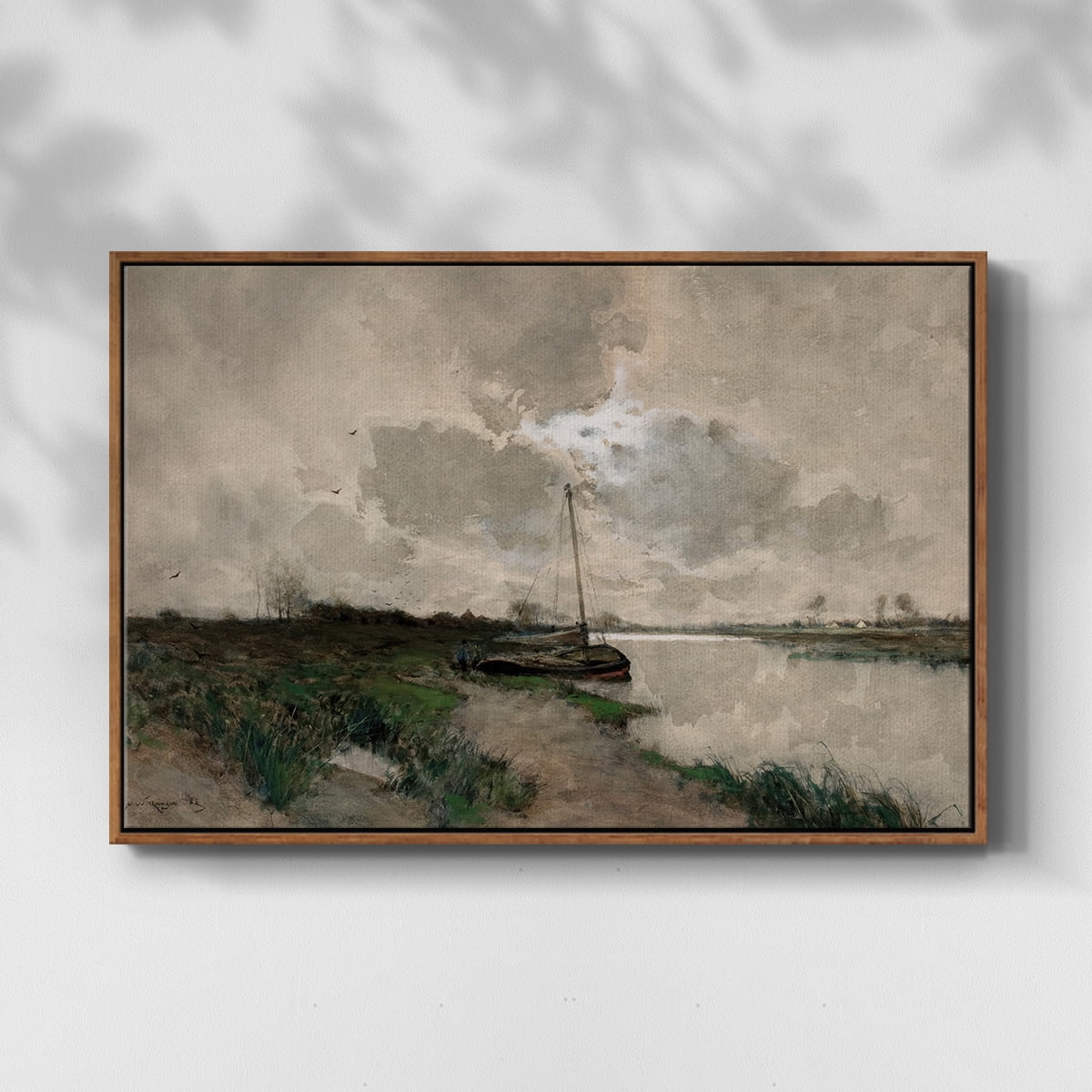 Vintage Landscape-CCCXLVIII By Wexford Home Framed in Walnut Wood Gallery Wrapped Canvas 27 in. x 41 in.