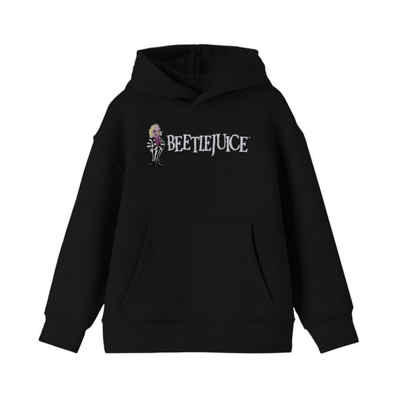 Simple Beetlejuice Logo Youth Boy's Black Hoodie-Small