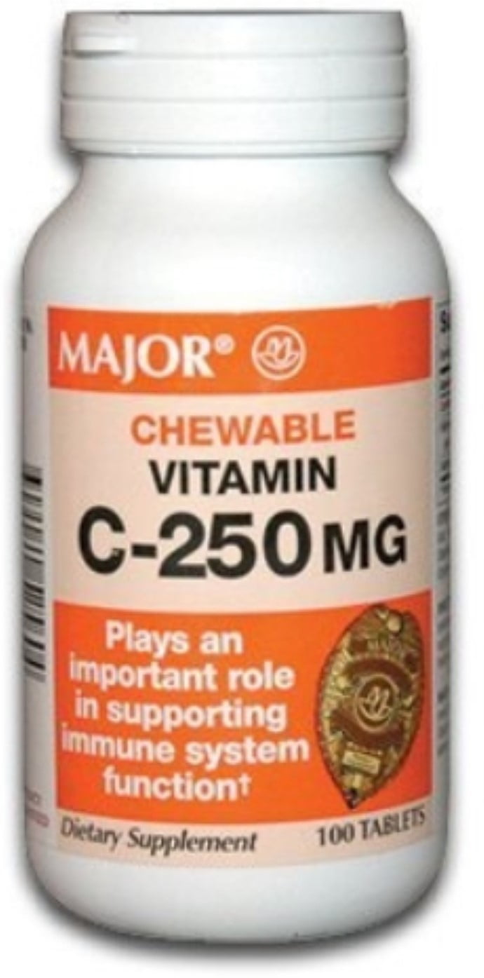 Major Vitamin C Supplement Strength Chewable Tablets, 250 mg, 100 Count