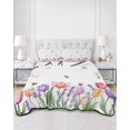 thumbnail image 2 of Quilts Twin Size Bedding Set, Spring Tulips Lightweight Quilted Comforter, Colorful Floral Spring Farmhouse Soft Reversible Bedspread Coverlet with Pillow Covers for All Season, 68" x 86", 2 of 7