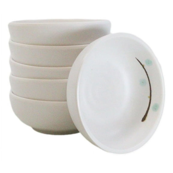 Set Of 6 Modern Yukino Hana Snowflakes Melamine Soup Rice Shallow Bowls 5oz