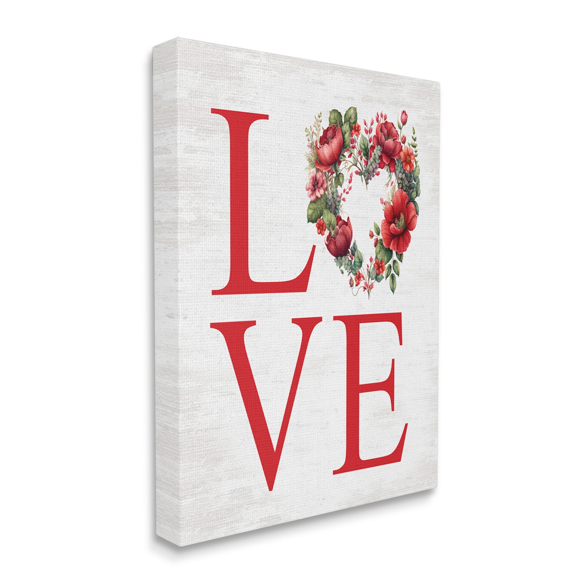 Stupell Industries Love with Heart Wreath Botanical & Floral Painting Gallery Wrapped Canvas Art Print Wall Art, 16 x 20