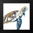 thumbnail image 2 of Pinto, Patricia 20x20 Black Modern Framed Museum Art Print Titled - Golden Navy Turtle I, 2 of 5
