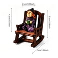 thumbnail image 3 of Pnmtdaia Halloween Purple Robe Witch Resin Figurine on Rocking Chair, Red Hair Witch Statue with Green Cup, Cute Spooky Desktop Ornament for Halloween Holiday Home Decor, 3 of 5