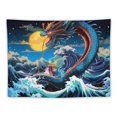 thumbnail image 5 of ONETECH  Japanese Wave Dragon Tapestry Japanese Ocean Great Wave Tapestry for Men Room Decor Flower Moon Tapestry Wall Hanging, Japanese Art Tapestry for Bedroom, 5 of 7