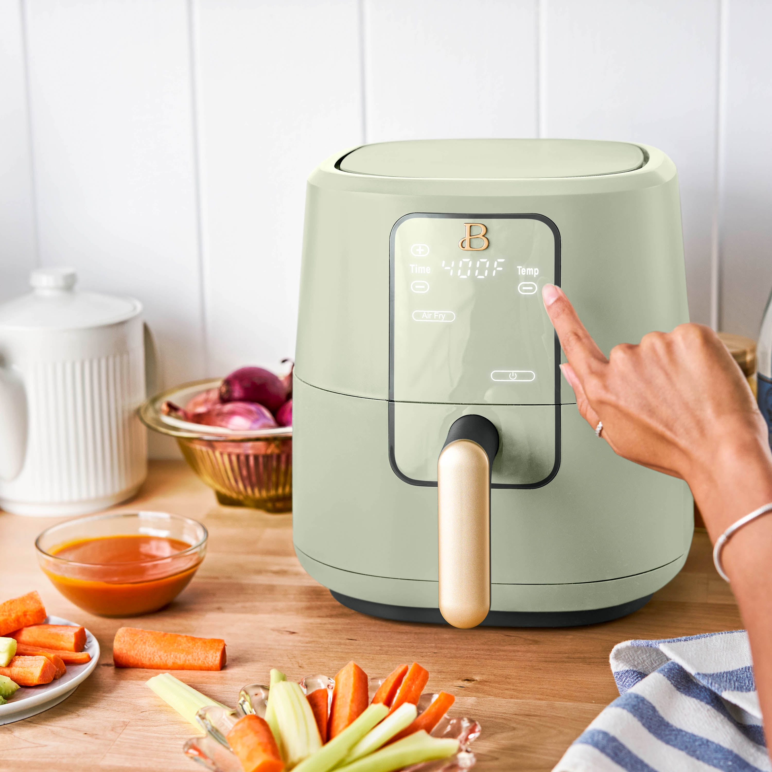 Beautiful 3 Qt Air Fryer with TurboCrisp Technology, White Icing by Drew Barrymore