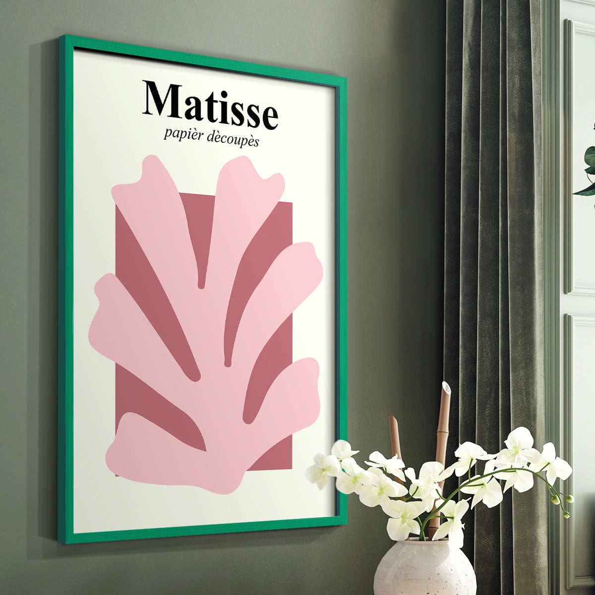 Matisse CCCLV in Green Solid Wood 16 x 20 Framed Print