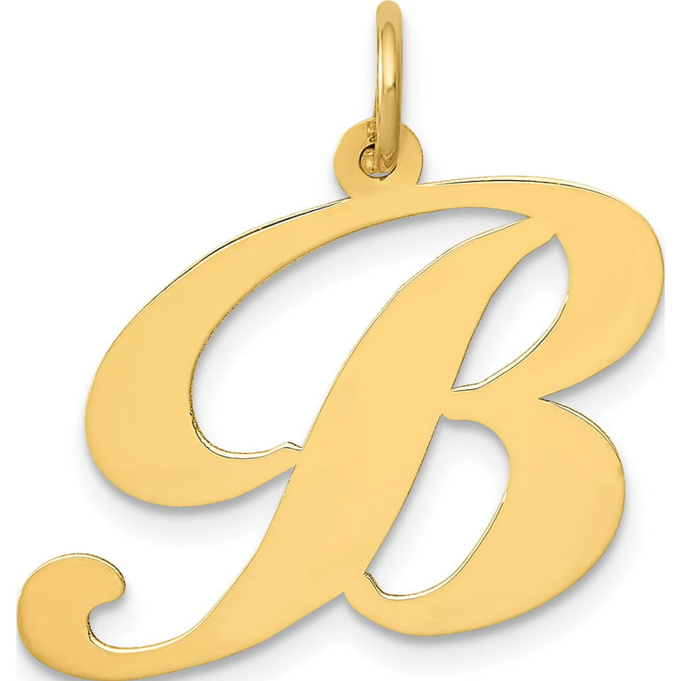Letter / Initial B Vintage Charm Pendant 14K Gold, Script Font