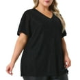 thumbnail image 2 of DARING DIVA Women's Plus Metallic V Neck Party Top 2X Black, 2 of 6