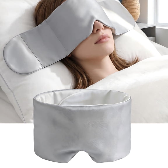 Weighted Sleep Mask for Side Sleepers, 100% Blackout Eye Mask for Sleeping with Adjustable Strap, Dual-Sided Cooling Silk & Warm Cotton Blindfold, Zero Pressure Eye Cover for Travel, Nap & Yoga