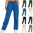 thumbnail image 2 of Tumotour Cargo Pants for Women With Pockets High Waist Elastic Drawstring Casual Work Pants Baggy Trousers, 2 of 8