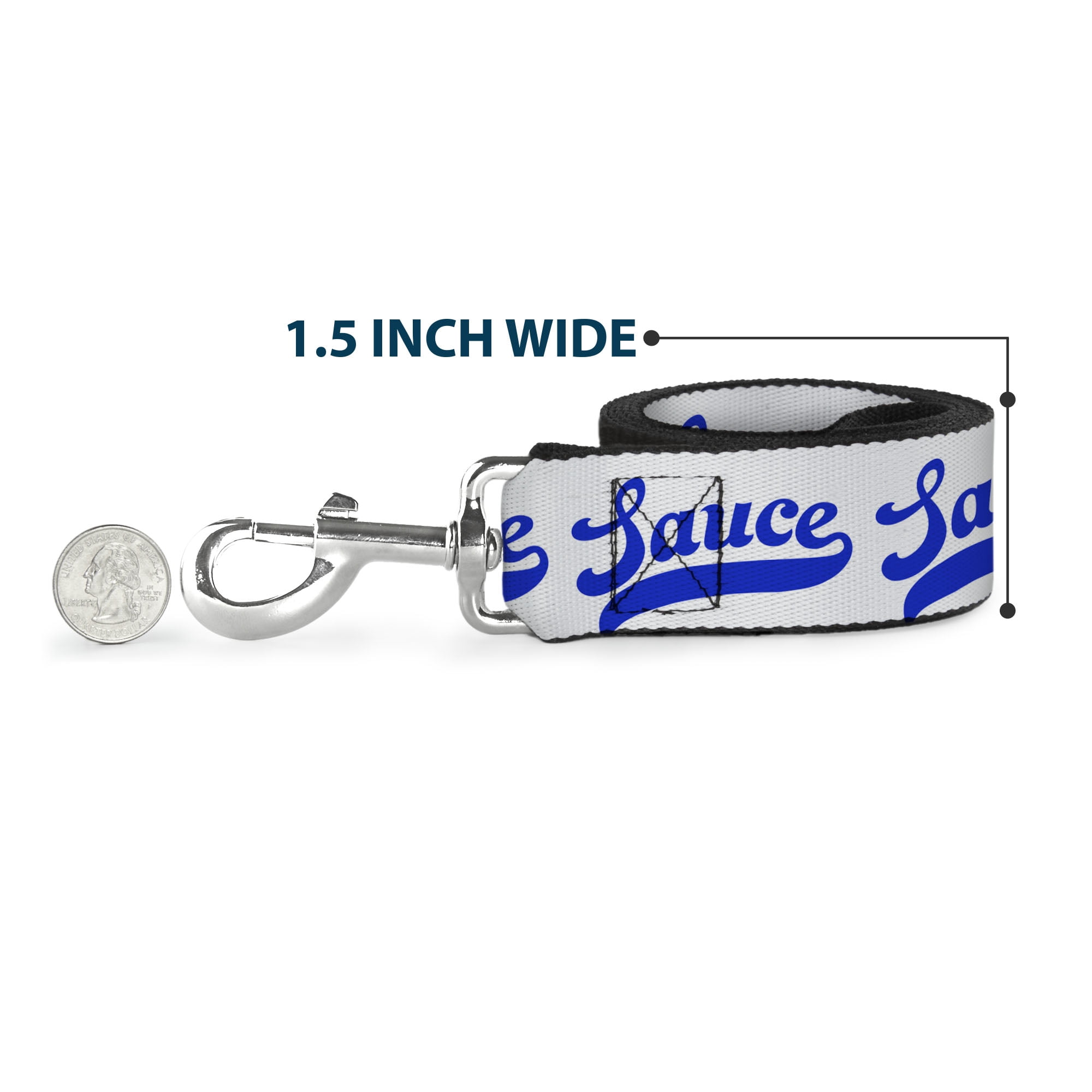 Buckle-Down Pet Leash, Dog Leash, Sauce Baseball Script White Blue, 6 Feet Long 1.0 Inch Wide