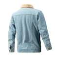 thumbnail image 2 of Men's Warm Sherpa Lined Denim Jacket Button Pockets Classic Trucker Outerwear Blue 3XL, 2 of 8