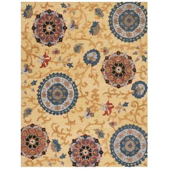 SAFAVIEH Blossom Danny Floral Wool Area Rug, Gold/Multi, 8' x 10'