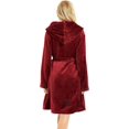 thumbnail image 2 of U2SKIIN Women Hooded Fleece Robe, Short Plush Robes for Womens With Hood Soft Warm Spa Bathrobe（Burgundy-hooded, XX-3X-Large）, 2 of 6