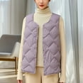 thumbnail image 2 of HAiming Womens Padded Vest Sleeveless Round Neck Snap Button Solid Color Quilted Coat Trendy Clothes, 2 of 6