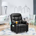 thumbnail image 2 of Infans Kids Youth Recliner Chair PU Leather w/Cup Holders & Side Pockets Black, 2 of 7