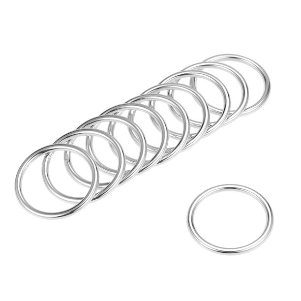 Uxcell 1.18'' Hebilla de anillo O Juntas tóricas para accesorios de bolsa de hardware, cinturón, manualidades DIY, aleación de zinc tono plateado 10 piezas