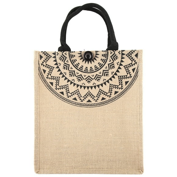 DeWin Jute Bag - Gunny Bag Vintage Square Gunny Bag Jute Handbag Storage Shopping Carrier Shoulder Tote Bag(M)