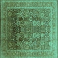 thumbnail image 1 of Ahgly Company Machine Washable Indoor Square Oriental Turquoise Blue Traditional Area Rugs, 8' Square, 1 of 4