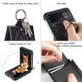 thumbnail image 3 of Case for Samsung Galaxy Z Flip 3 with Ring, Luxury Soft Rhomboid for Women Men PU Leather + Hard PC Shell Ultra Thin Slim Durable Shockproof Protective Cover for Galaxy Z Flip 3 5G Black, 3 of 7