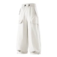thumbnail image 5 of Athletic Pants for Womens Solid Color Drawstring Elastic Waist Drying Hiking Pants with Pockets 3XL, 5 of 6