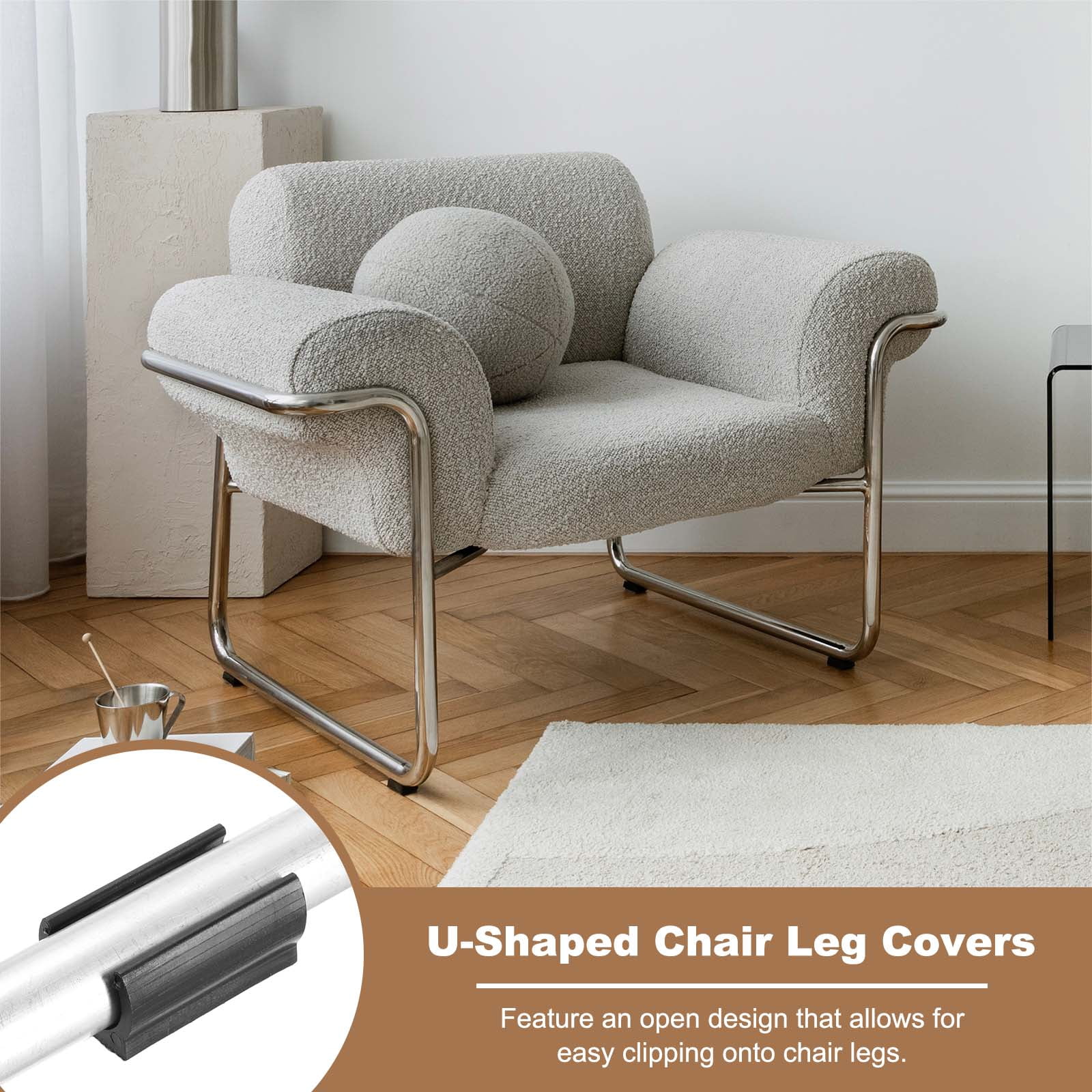 32 Pack Rectangle U Shaped Chair Leg Caps with Felt Pads, Fit 22mm Dia Tubular Legs, Slide Smoothly Furniture Feet Protectors No Scratches No Noise for Hardwood Floors, Black