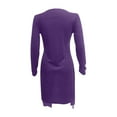 thumbnail image 4 of JGGSPWM Womens Ribbed Knit Plus Size Solid Long Hip Length Blouse Zipper V Neck Long Sleeve Shirts O Ring Split Tunic Pullover Purple XXXL, 4 of 4