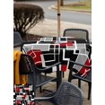 thumbnail image 4 of Red Black Geometric Outdoor Tablecloth - 60x60 Inch Square Dining Table Cover, Modern Color Block Abstract Waterproof Outdoor Table Cloth with Umbrella Hole & Zipper for Picnic/Patio/Party, 4 of 7
