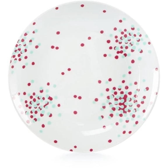 Whim by Martha Stewart Mint & Fuschia Polka  Dots Salad Plates Set Of 6 NEW