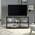 thumbnail image 3 of Evelyn&Zoe Celine Corner TV Stand with MDF Shelves for TV's up to 55", Blackened Bronze/Rustic Oak, 3 of 8