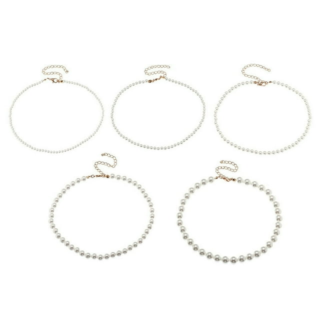 1/5 Pcs Necklace Elegant Fine Workmanship Jewelry Faux Pearl Chocker for Daily Use